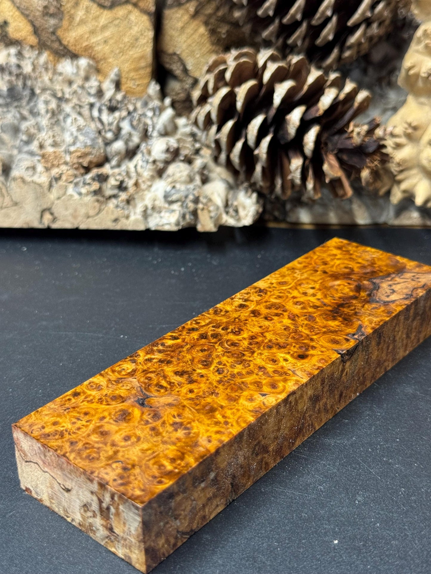 Stabilized Amboyna Burl Turning Block/ 1911 Grips / Knife Block AB11