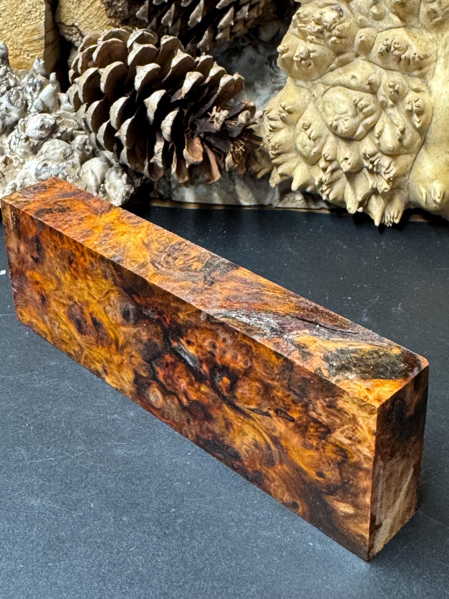 Stabilized Amboyna Burl Turning Block/ 1911 Grips / Knife Block AB13