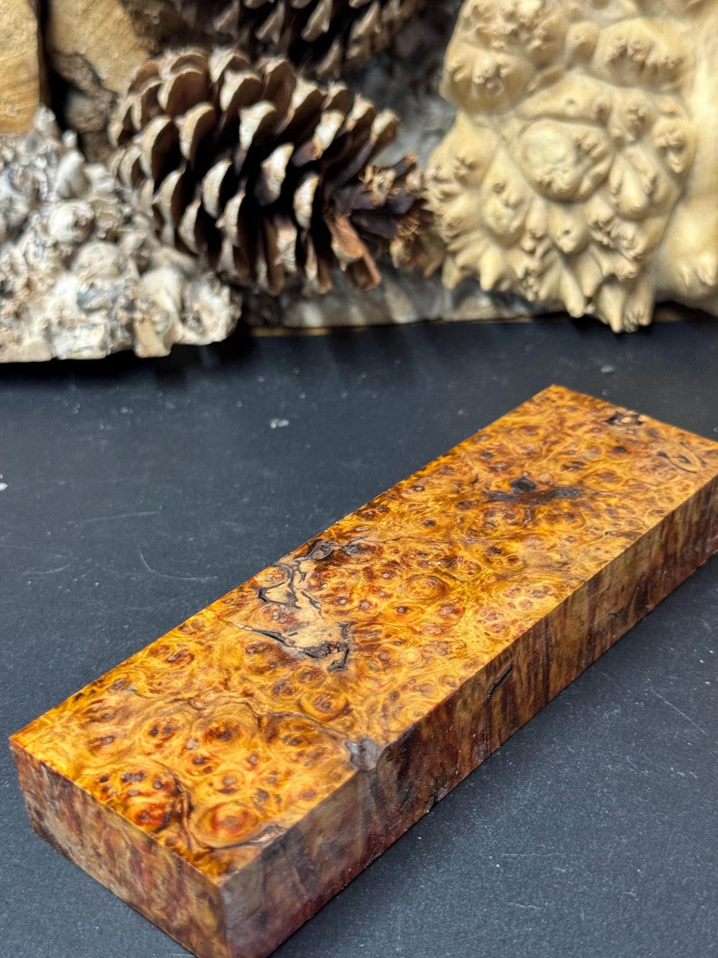 Stabilized Amboyna Burl Turning Block/ 1911 Grips / Knife Block AB17