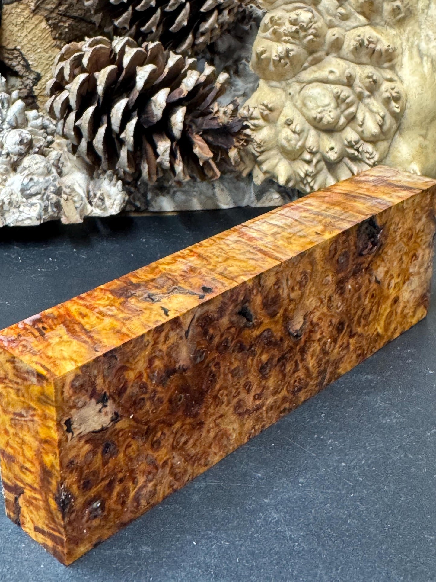 Stabilized Amboyna Burl Turning Block/ 1911 Grips / Knife Block AB19