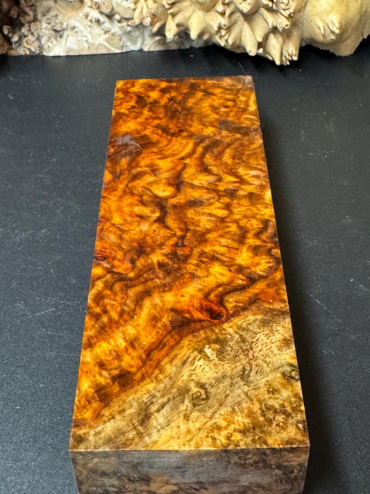 Stabilized Amboyna Burl Turning Block/ 1911 Grips / Knife Block AB1