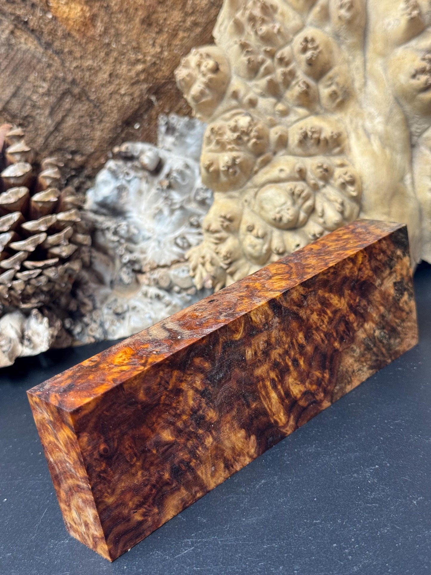 Stabilized Amboyna Burl Turning Block/ 1911 Grips / Knife Block AB1