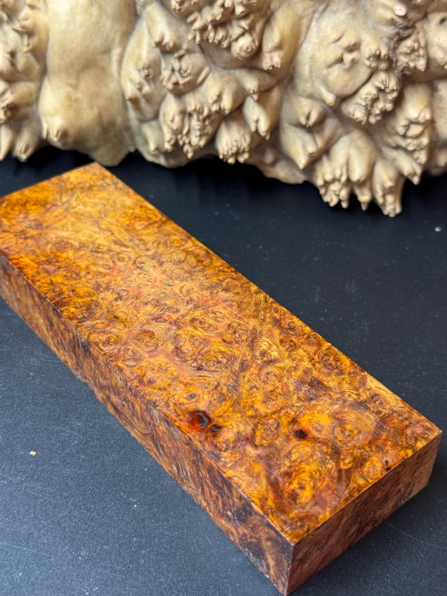 Stabilized Amboyna Burl Turning Block/ 1911 Grips / Knife Block AB2