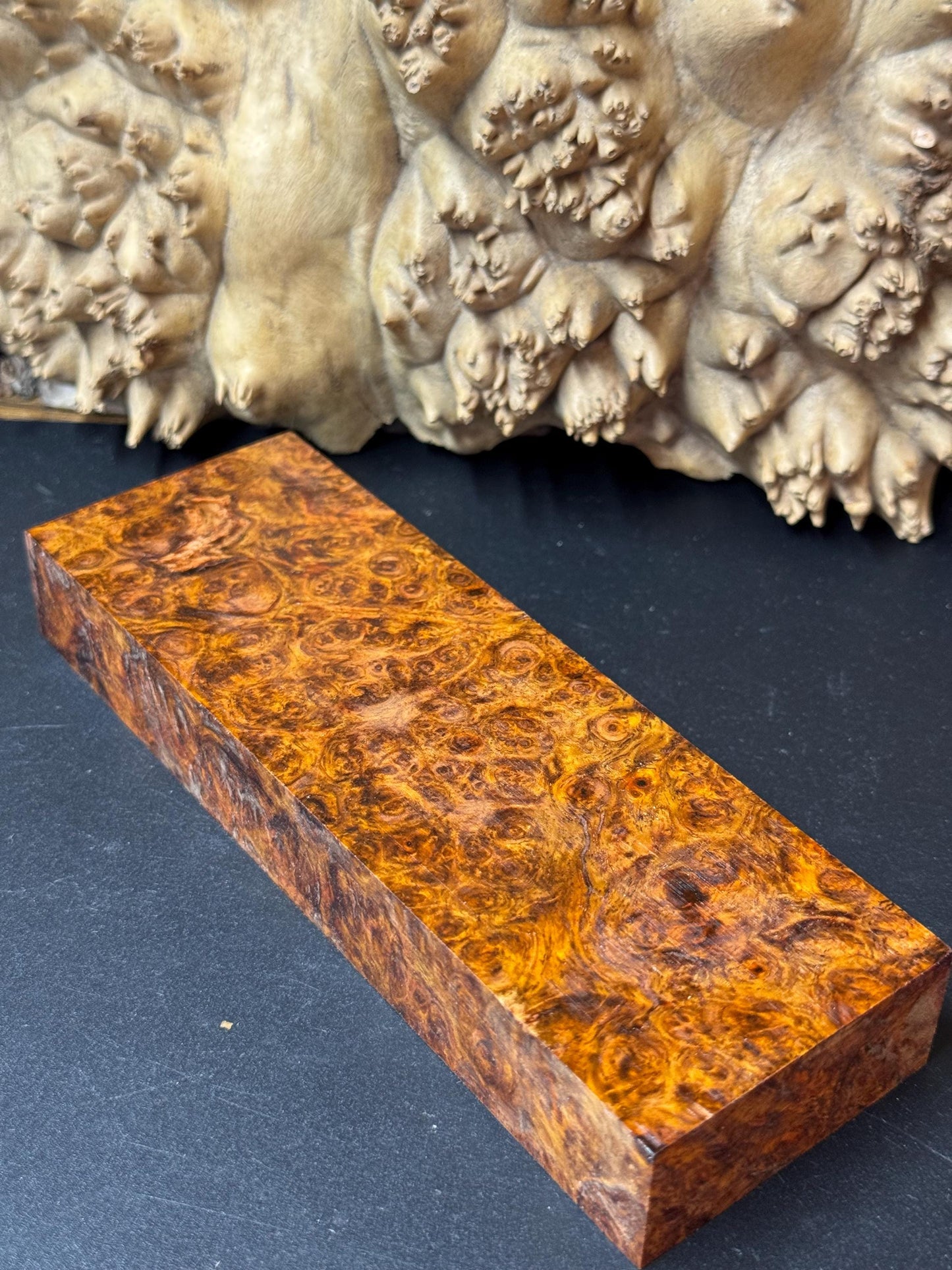 Stabilized Amboyna Burl Turning Block/ 1911 Grips / Knife Block AB2