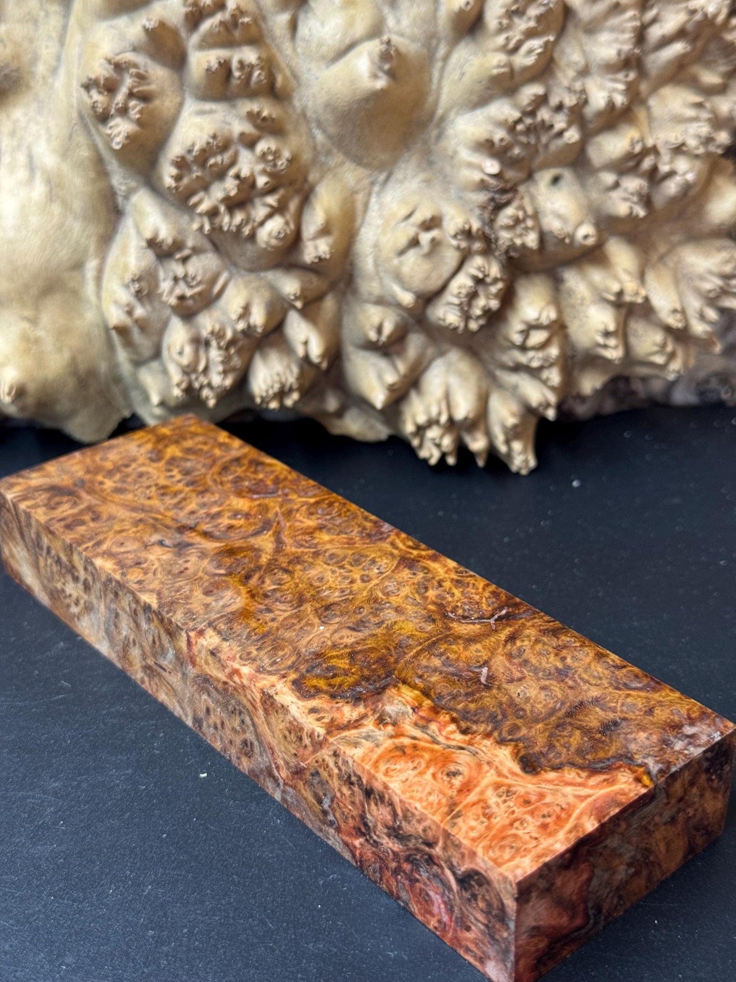 Stabilized Amboyna Burl Turning Block/ 1911 Grips / Knife Block AB3