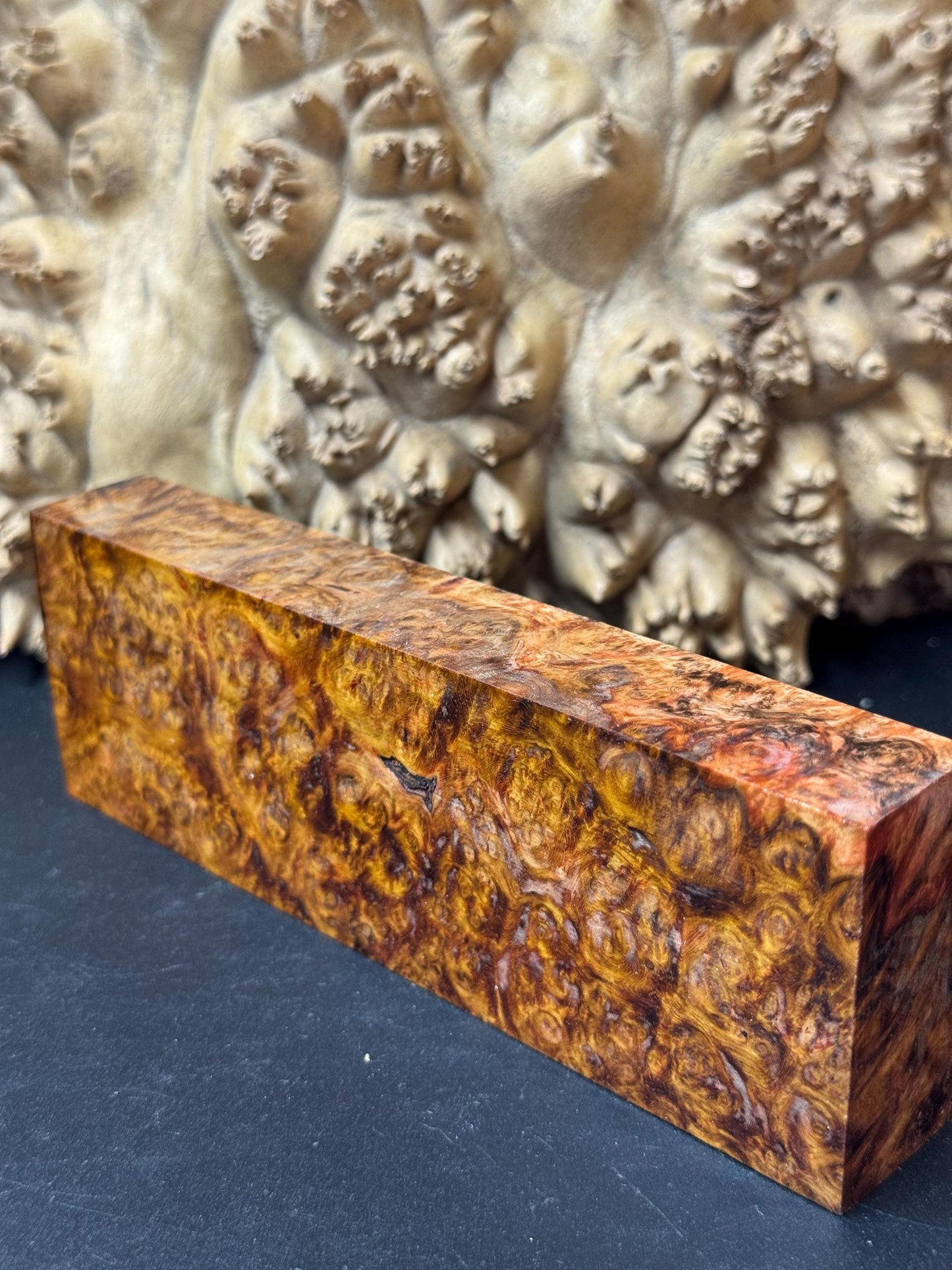 Stabilized Amboyna Burl Turning Block/ 1911 Grips / Knife Block AB3