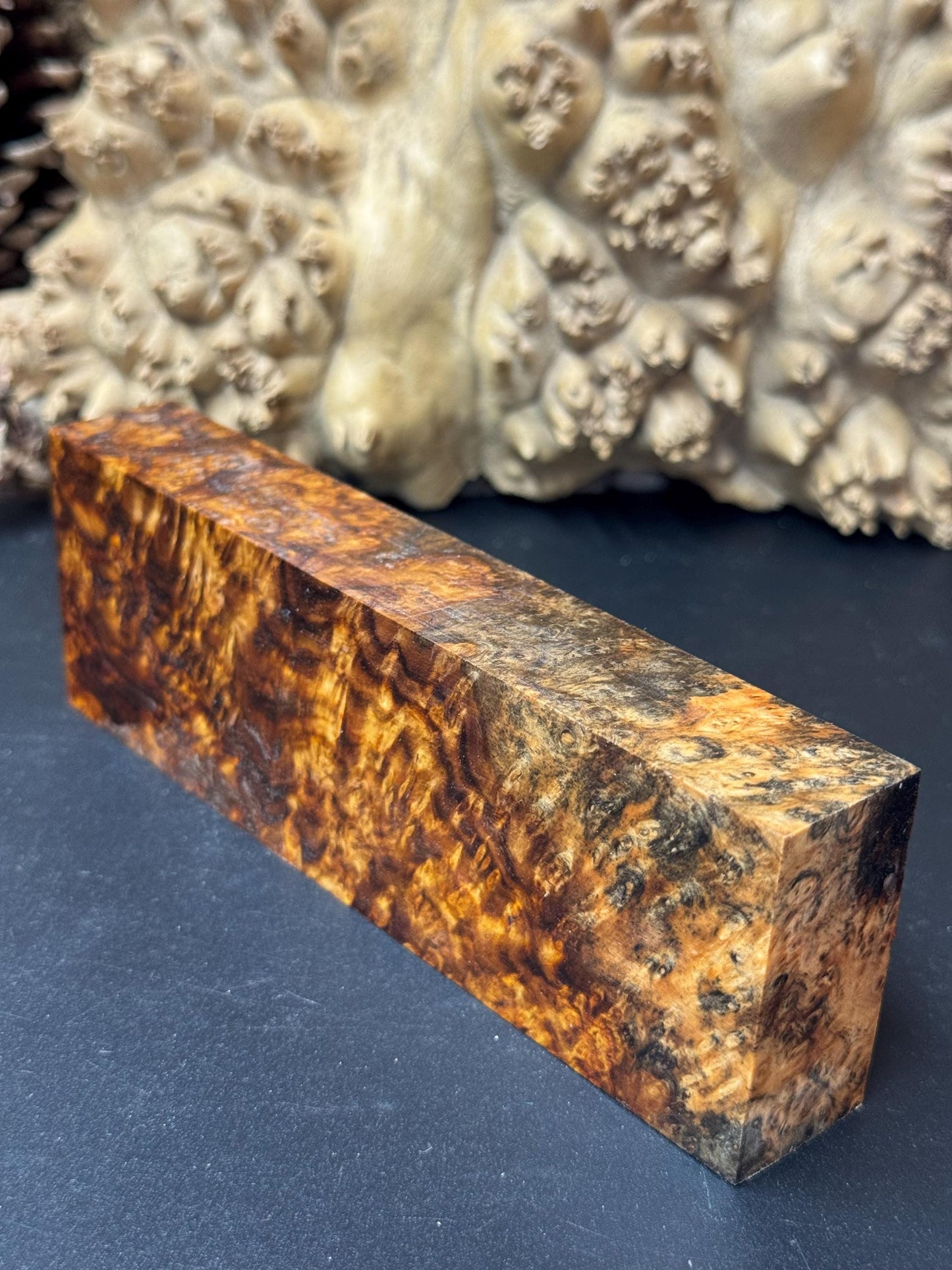 Stabilized Amboyna Burl Turning Block/ 1911 Grips / Knife Block AB4
