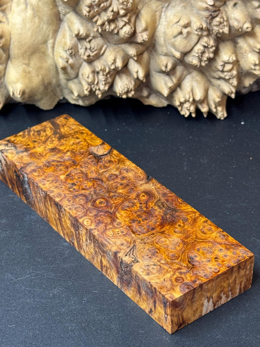 Stabilized Amboyna Burl Turning Block/ 1911 Grips / Knife Block AB5