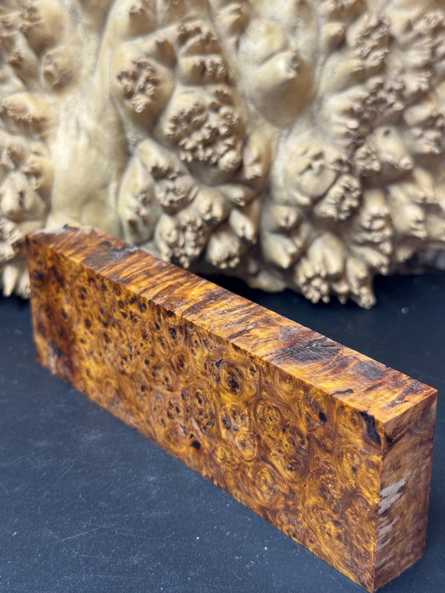 Stabilized Amboyna Burl Turning Block/ 1911 Grips / Knife Block AB5