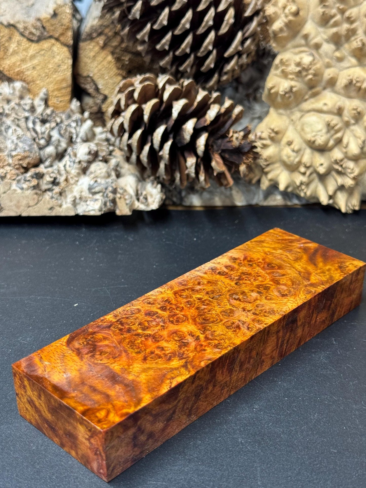 Stabilized Amboyna Burl Turning Block/ 1911 Grips / Knife Block AB7