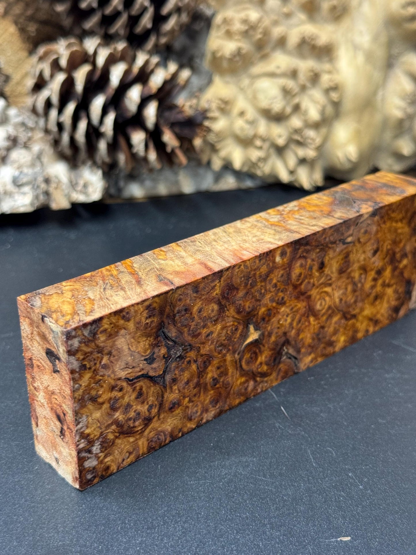 Stabilized Amboyna Burl Turning Block/ 1911 Grips / Knife Block AB8