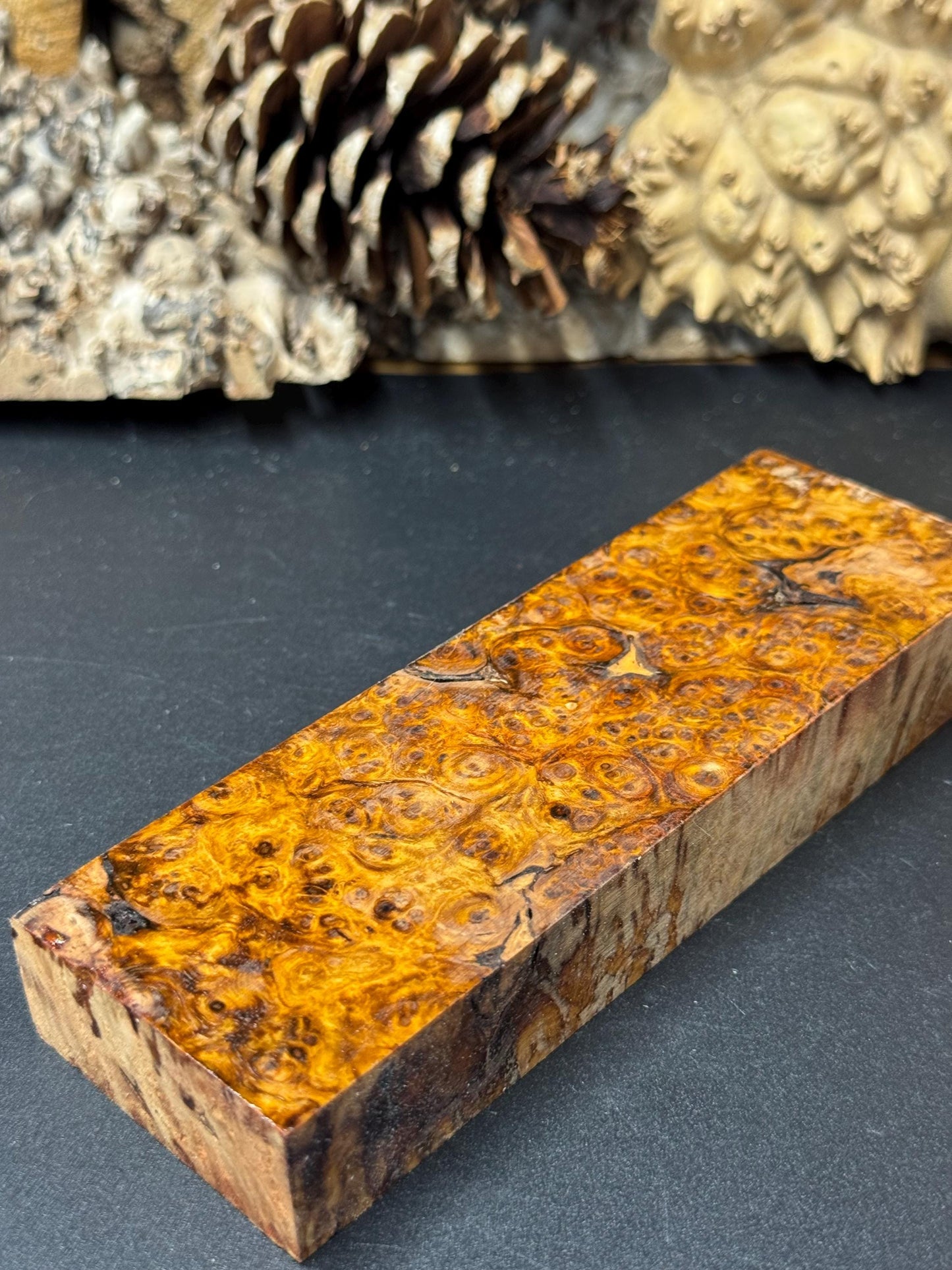 Stabilized Amboyna Burl Turning Block/ 1911 Grips / Knife Block AB8