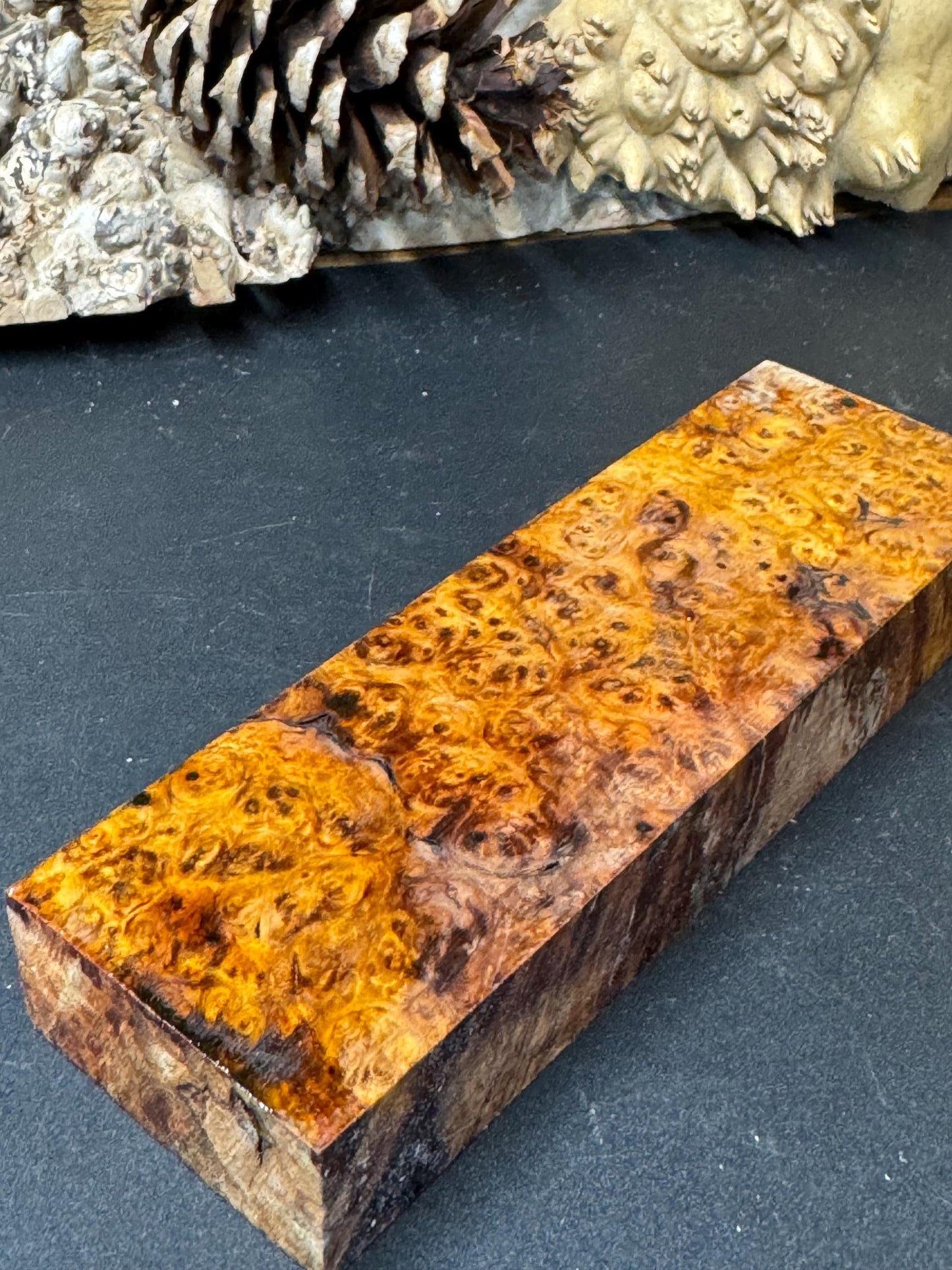 Stabilized Amboyna Burl Turning Block/ 1911 Grips / Knife Block AB10