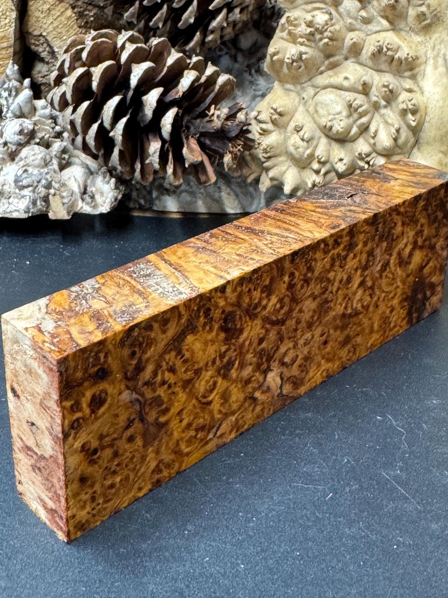 Stabilized Amboyna Burl Turning Block/ 1911 Grips / Knife Block AB10