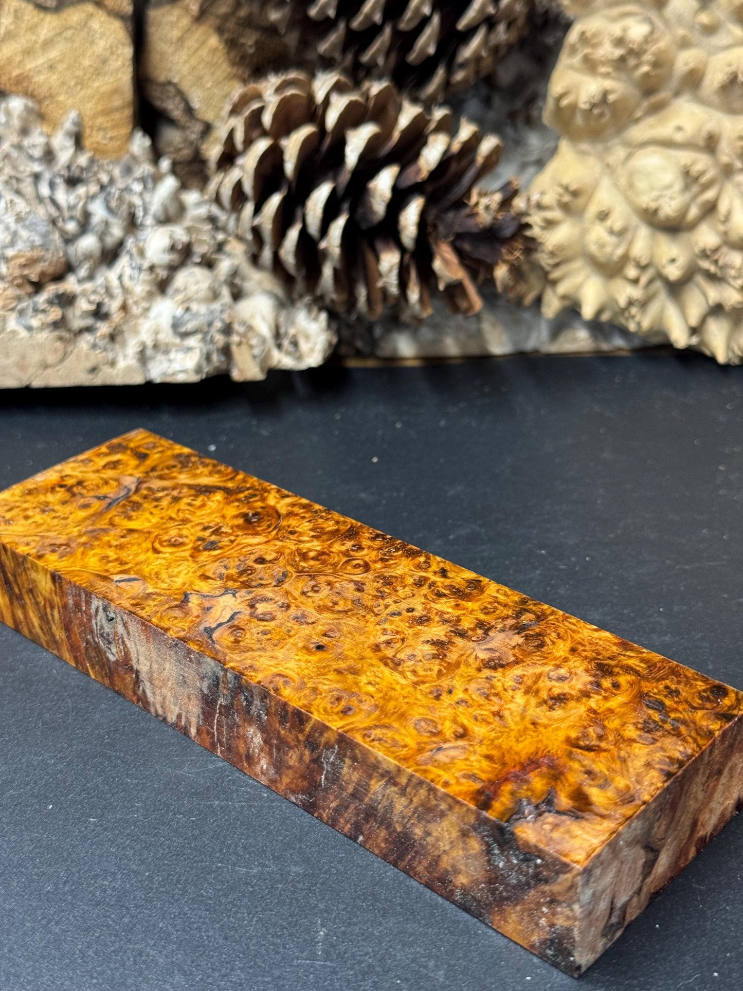 Stabilized Amboyna Burl Turning Block/ 1911 Grips / Knife Block AB10