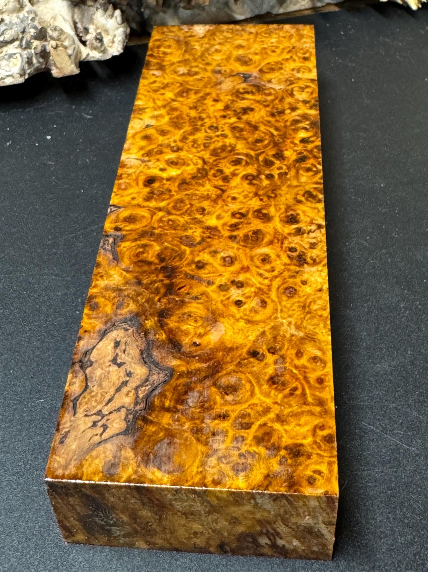 Stabilized Amboyna Burl Turning Block/ 1911 Grips / Knife Block AB11