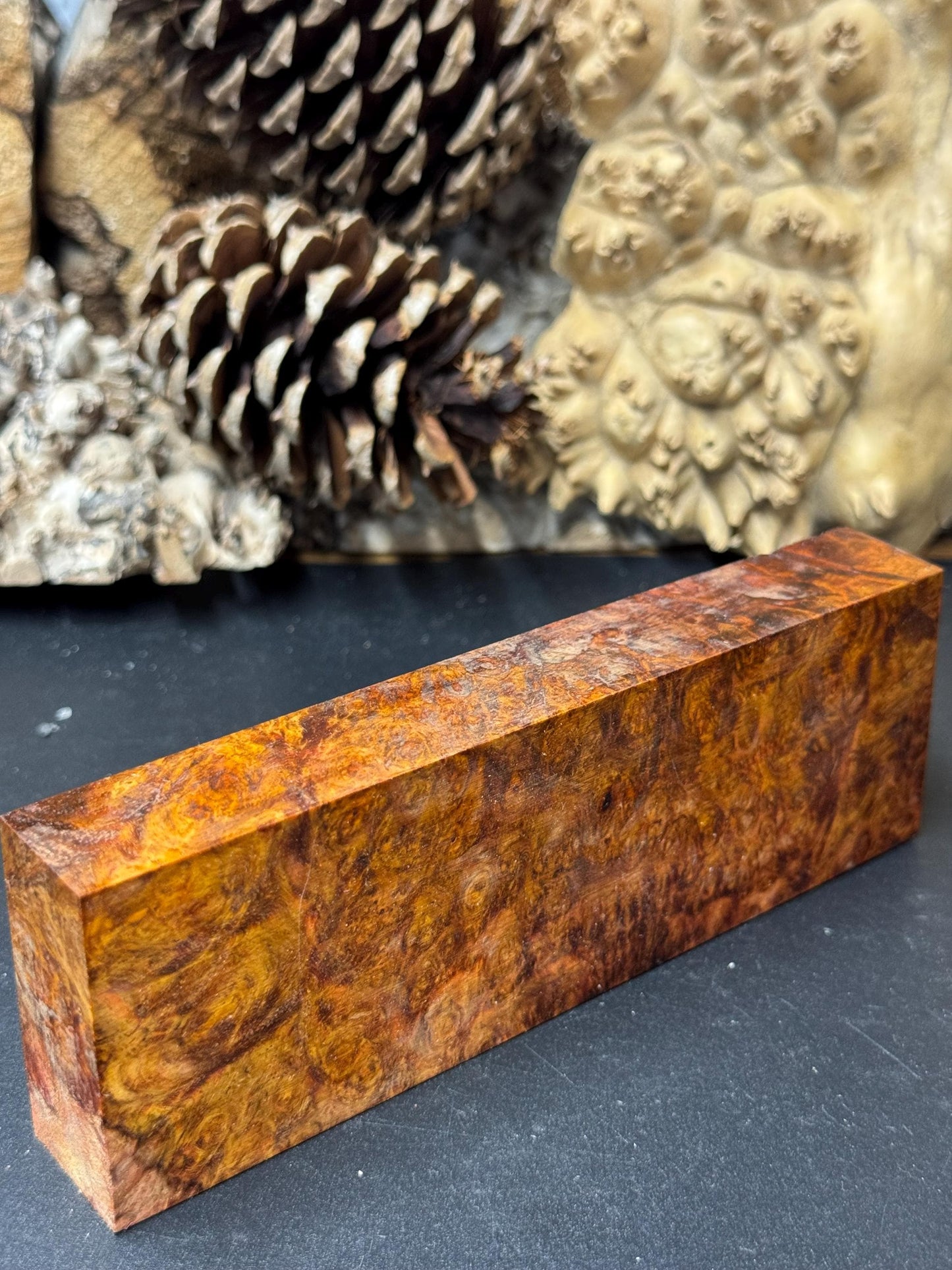 Stabilized Amboyna Burl Turning Block/ 1911 Grips / Knife Block AB12