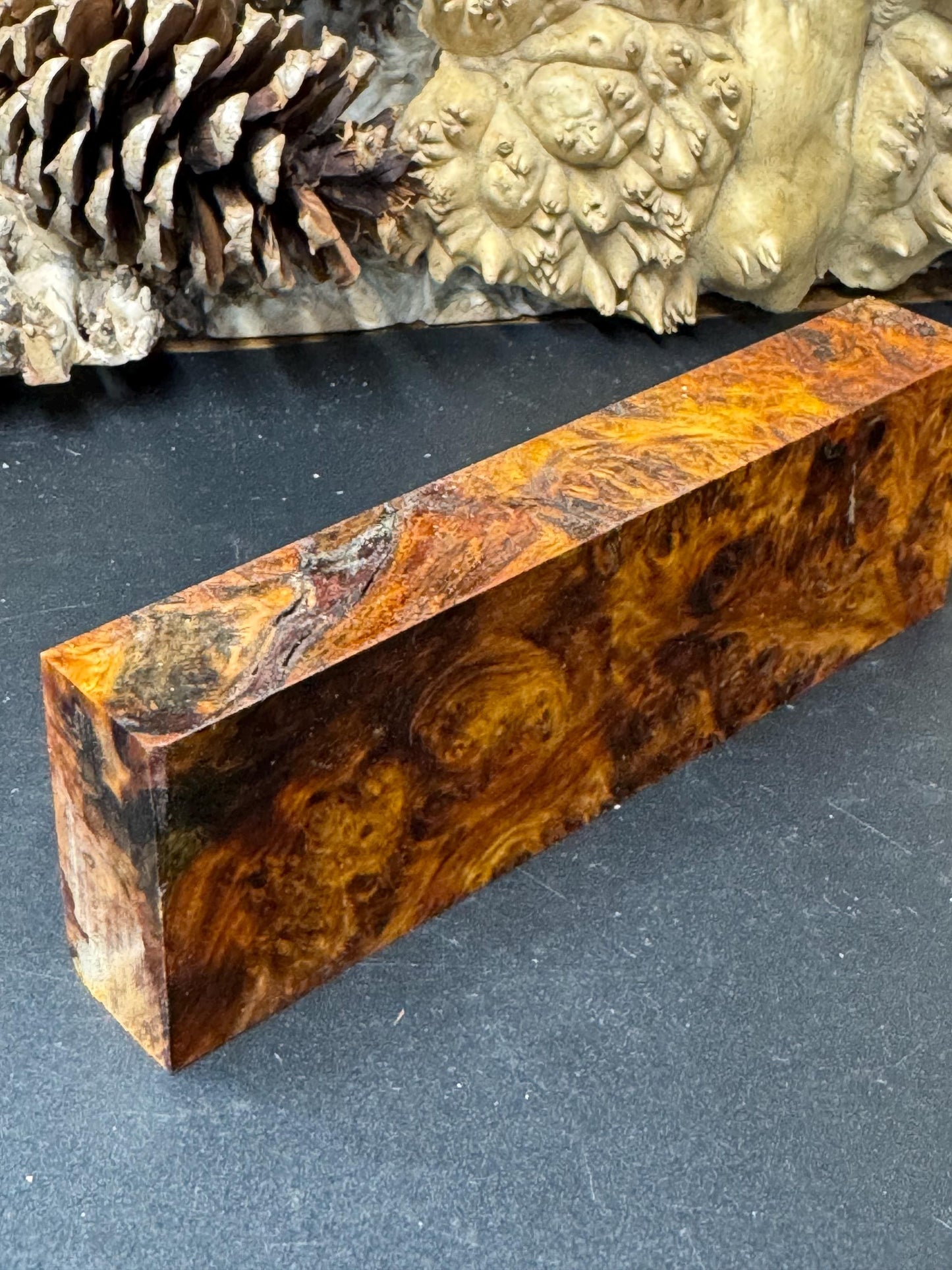 Stabilized Amboyna Burl Turning Block/ 1911 Grips / Knife Block AB13