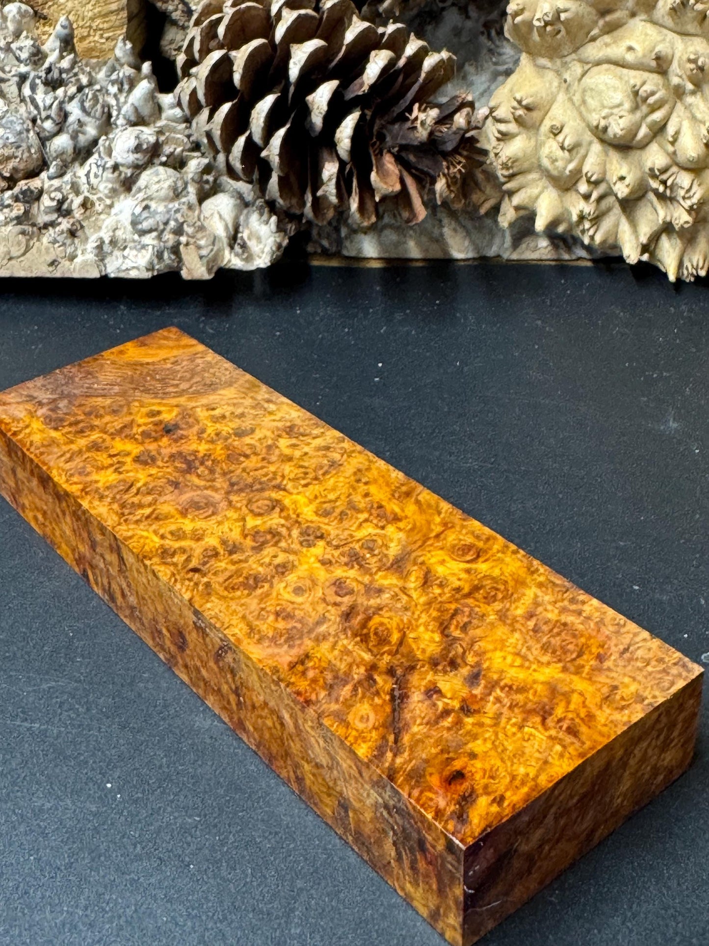 Stabilized Amboyna Burl Turning Block/ 1911 Grips / Knife Block AB14