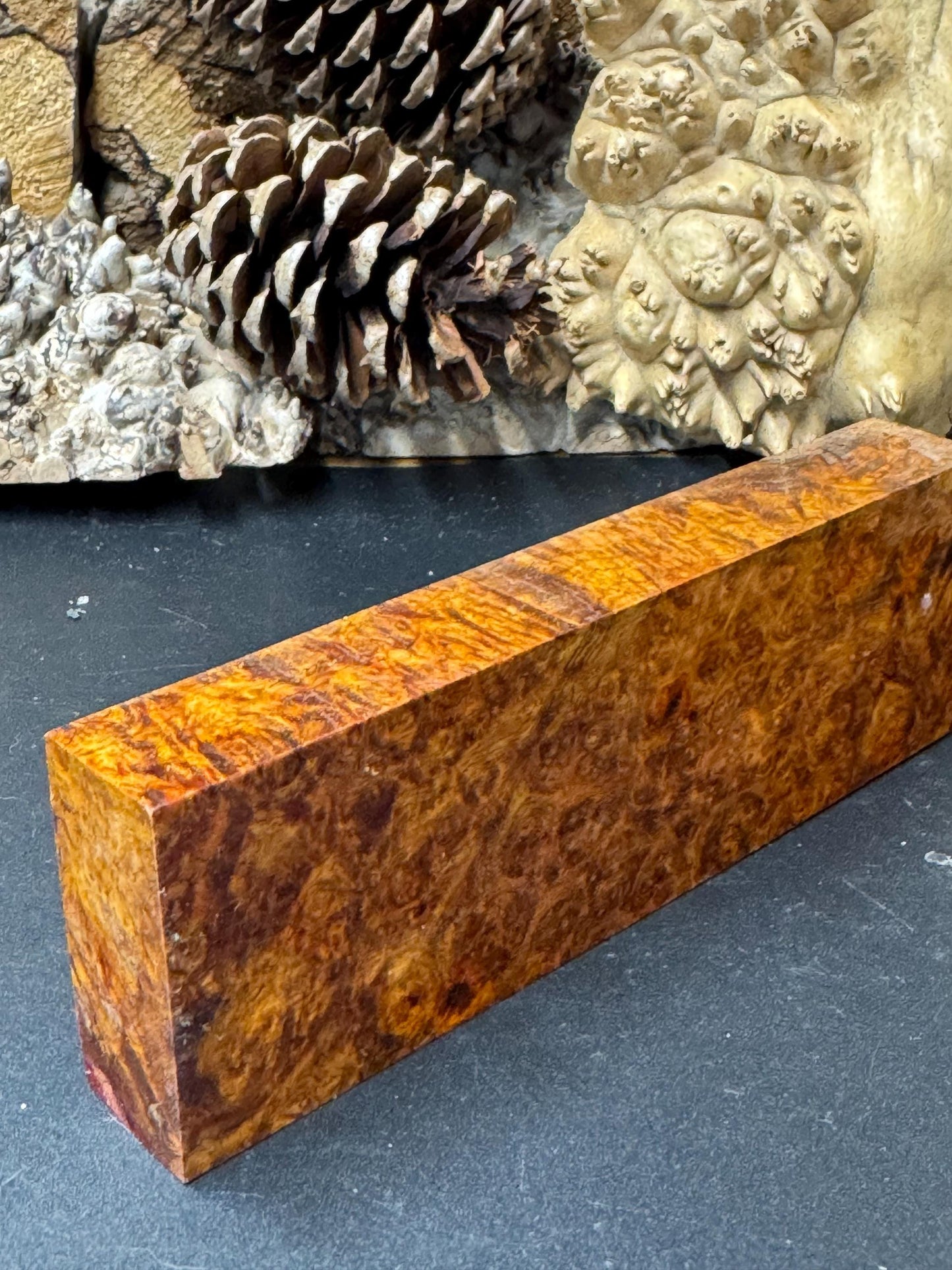 Stabilized Amboyna Burl Turning Block/ 1911 Grips / Knife Block AB14