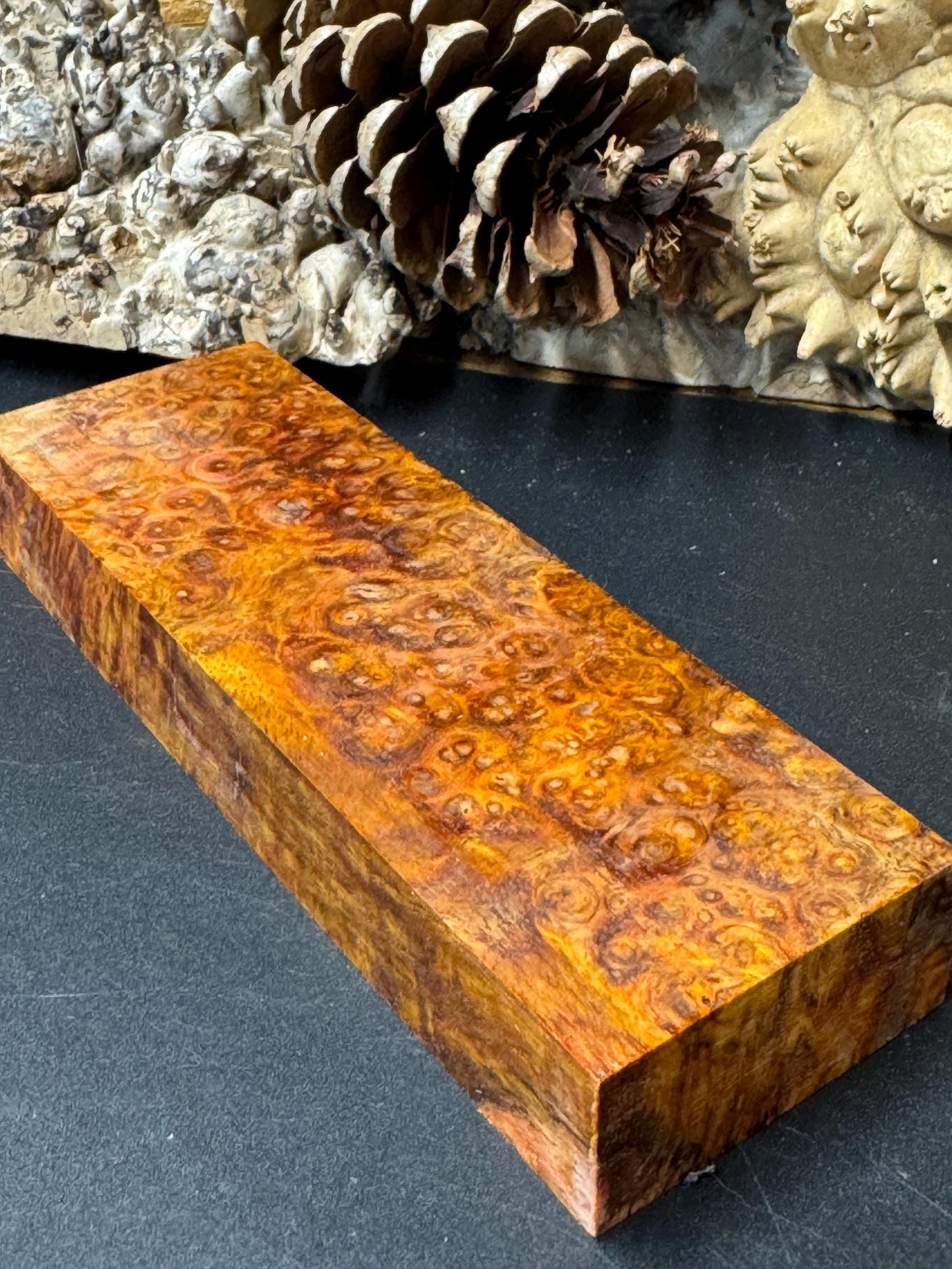 Stabilized Amboyna Burl Turning Block/ 1911 Grips / Knife Block AB15