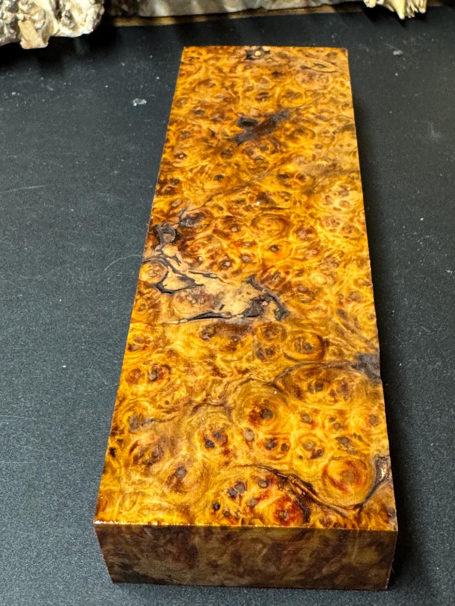 Stabilized Amboyna Burl Turning Block/ 1911 Grips / Knife Block AB17
