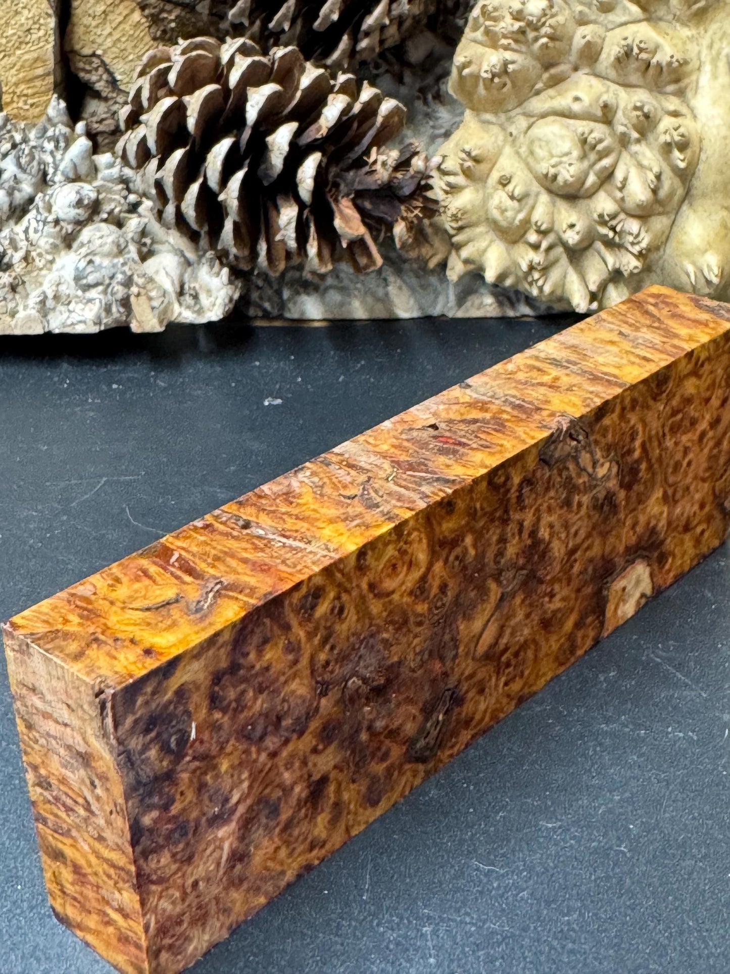Stabilized Amboyna Burl Turning Block/ 1911 Grips / Knife Block AB17