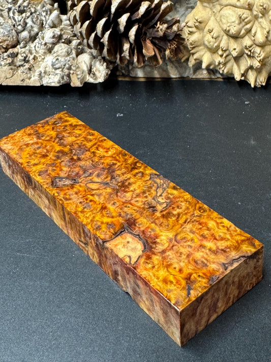 Stabilized Amboyna Burl Turning Block/ 1911 Grips / Knife Block AB17