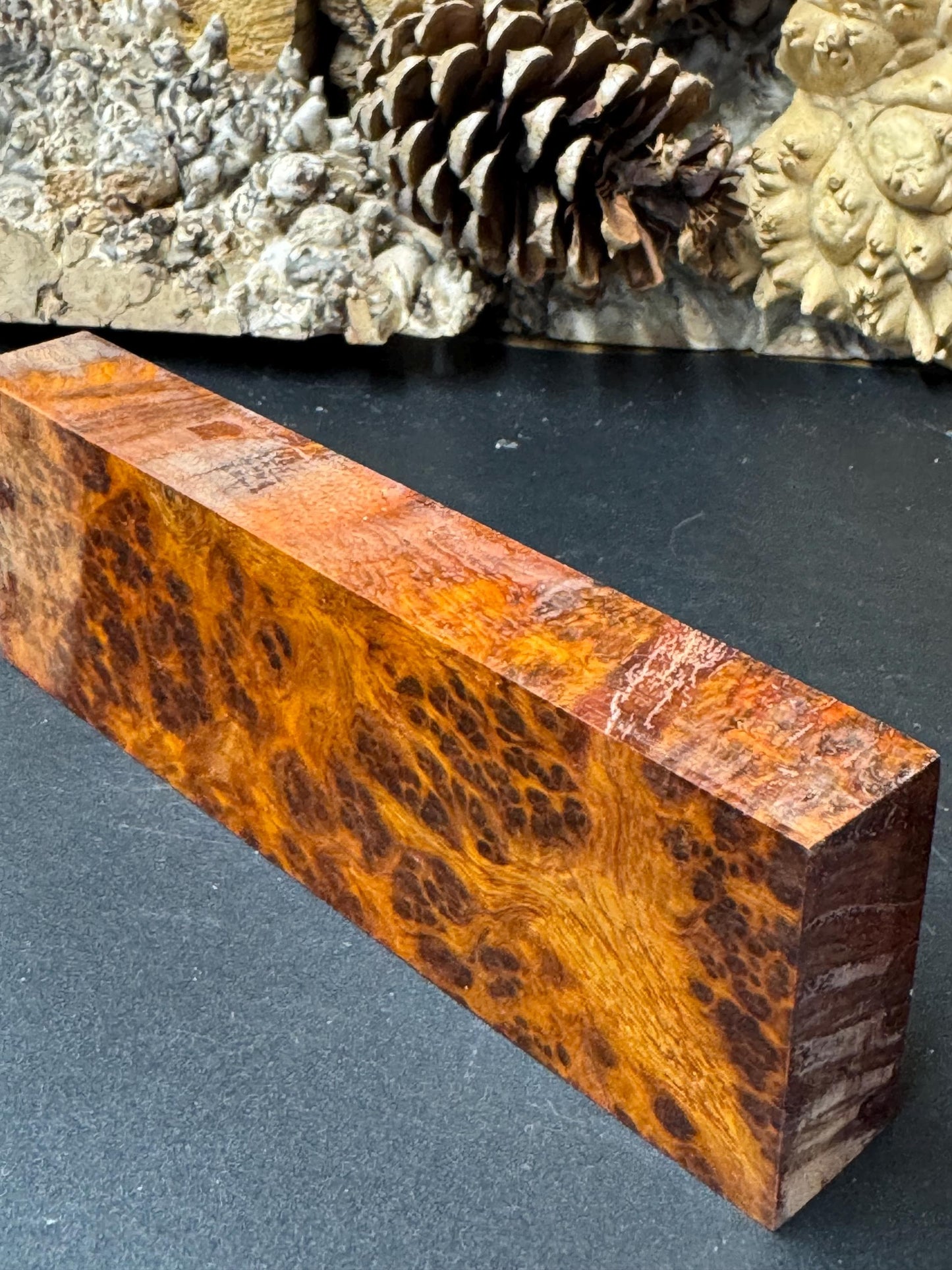 Stabilized Amboyna Burl Turning Block/ 1911 Grips / Knife Block AB18