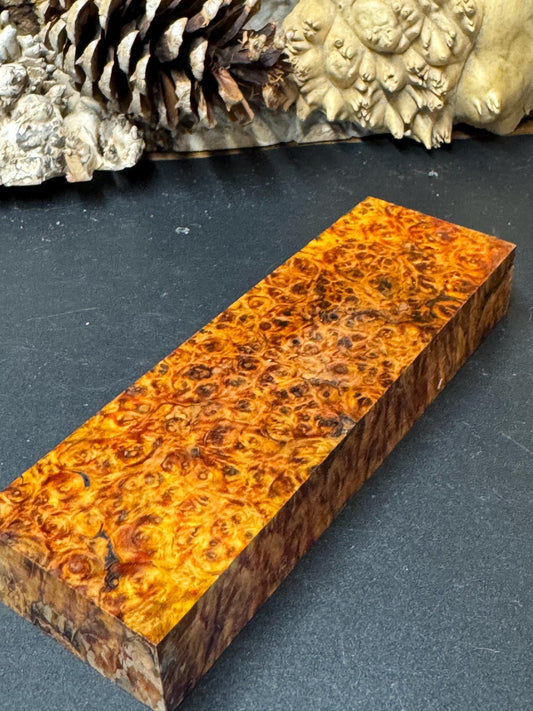 Stabilized Amboyna Burl Turning Block/ 1911 Grips / Knife Block AB19