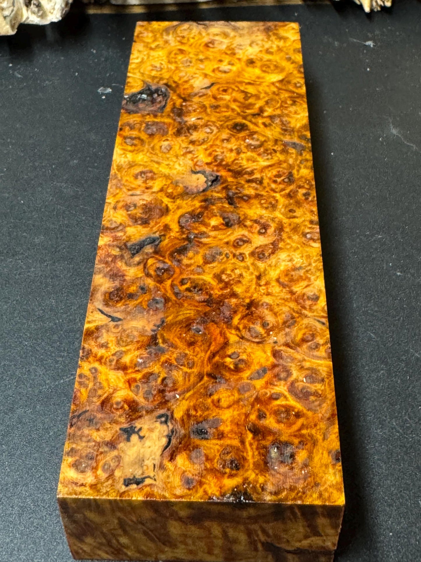 Stabilized Amboyna Burl Turning Block/ 1911 Grips / Knife Block AB19